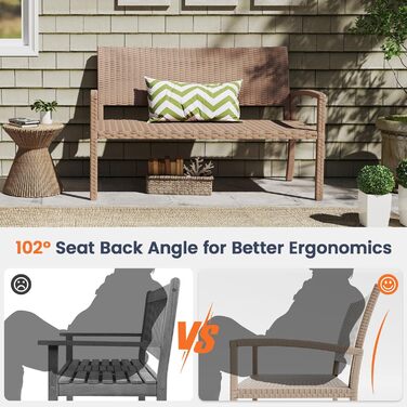 Садова лавка з поліротангу UDPATIO для тераси, балкону та саду, бежева (123x63x86 см, витримує до 320 кг)