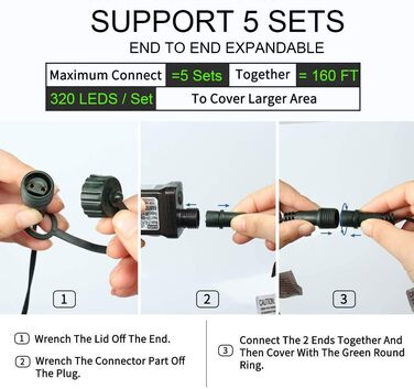 Гірлянда світлодіодна Herbst 35м, 320 LED, фіолетова, для Хелловіну, Різдва, вечірки, саду, дому. Водостійка, 8 режимів, з пам'яттю.