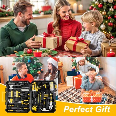 Набір інструментів TLGREEN з акумуляторною викруткою 12V, 138 предметів у кейсі для ремонту та побутових робіт (жовтий)