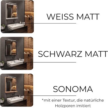 Дзеркало для ванної кімнати HAJDUK FURNITURE з підсвічуванням 4000K IP44 Sonoma, 70x60 см - з полицею та LED