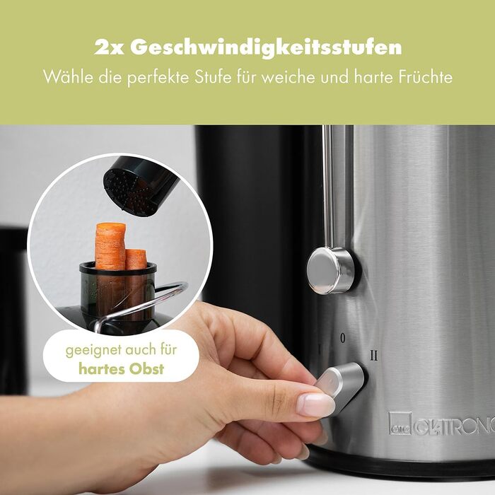 Електричний соковитискач Clatronic AE 3666: для овочів та фруктів, великий завантажувальний отвір, Slow Juicer, 400W, система Tropfstopp, легке очищення