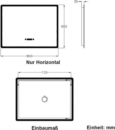 Дзеркало для ванної кімнати Badspiegel 50x70 з годинником та підсвічуванням 3 кольорів, сенсорне управління, прямокутне, 60x80x3.5 см