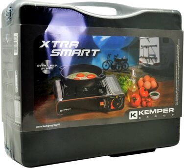 Газовий нагрівач KEMPER Nomade з нержавіючої сталі, 1900 Вт, Piezo-запалювання, подвійний захист, у кейсі