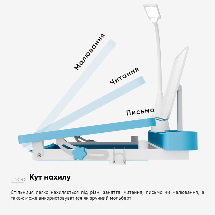 Комплект Evo-kids (стілець+стіл+полиця+лампа) Evo-17 BL Ergo (арт. Evo-17 BL Ergo)