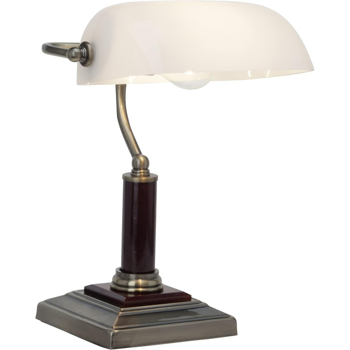 Лайтбокс стильний банкір - настільна лампа з поворотною головкою та вимикачем - скло/метал/дерево - висота 34 см