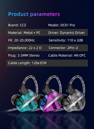 Внутрішньоканальний монітор keephifi CCZ DC01 Pro, 1DD Bass HiFi IEM, V-подібна форма, знімний 2-контактний кабель Z-OFC, фіолетовий