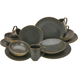 Серія RUSTY, Набір посуду, комбінований фарфор, коричневі тони (набір тарілок з 12 предметів), 22407