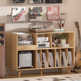 Підставка для платівок велика з полицею для зберігання, дерев'яна, на 450 альбомів