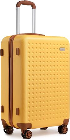 Валіза-тележка KONO з жорстким корпусом, 76x50x31 см, білий (жовтий, S 57x40 см)