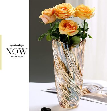 Скляна ваза для квітів Heyyou, сучасна мінімалістична ваза, Скандинавська скляна квіткова композиція ручної роботи, гідропонічна прикраса для домашнього обіднього столу, подарунка на весілля, новосілля, (стиль B-Бурштиновий)