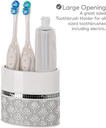 Набір аксесуарів для ванної кімнати Creative Scents – Білий та сірий, 4 предмети (дозатор мила, мильниця, тримач для зубних щіток, чашка)