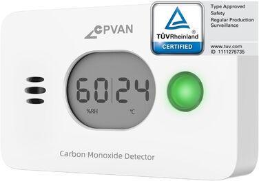 Виявлювач чадного газу CPVAN, 10 років служби, 3-в-1 з змінною батареєю, детектор CO з датчиком температури та вологості, EN50291, 1 шт.