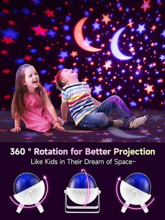 Дитячий проектор для зоряного неба One Fire, дитячий світлодіодний нічник, Дитяча Музична скринька з дистанційним управлінням, музичний таймер Bluetooth, поворот на 360, 12-кольорова лампа для усипляння зоряного неба, подарунок для дитячої кімнати (білий)