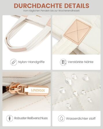 Сумка для ноутбука LOVEVOOK для жінок, 15.6 дюймів, бежева: робоча, для навчання, універсальна