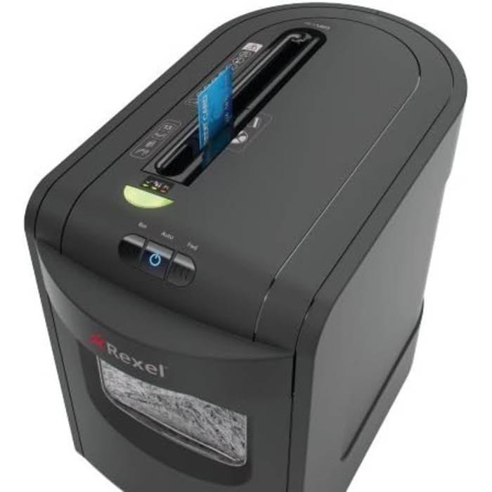 Rexel REM820 шредер для документів, мікроріз, ручний привід, 23 л контейнер, чорний, 13 аркушів, P4, 2104010EU