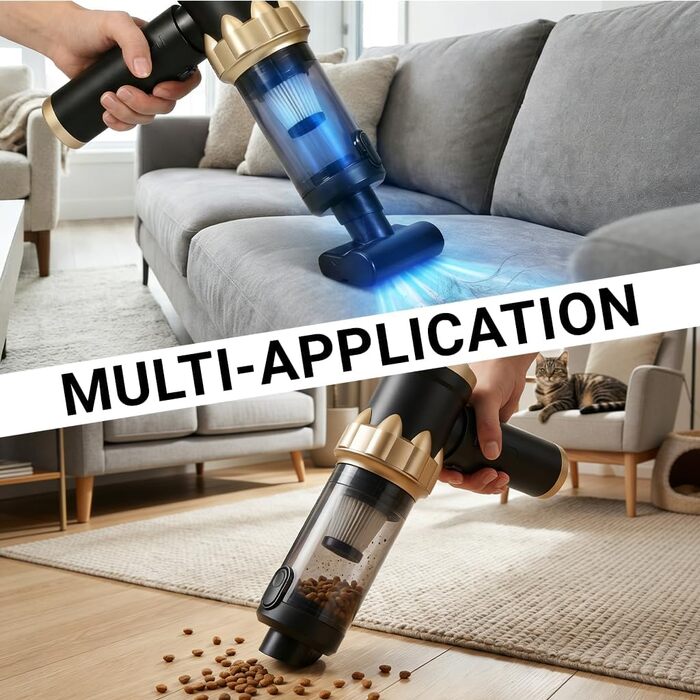 Акумуляторний ручний пилосос Handstaubsauger 26000Па, бездротовий автомобільний міні-пилосос 4-в-1 з безщітковим двигуном, 3 режими потужності для дому, авто та шерсті тварин, чорний