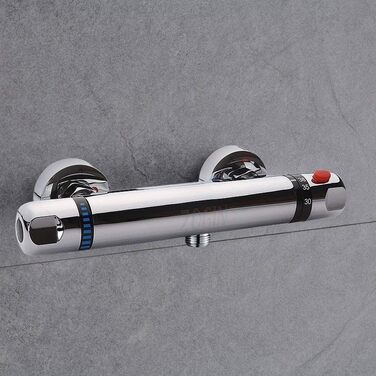 Змішувач для ванни з термостатом Uten, ванний термостат з 38°C захистом, 2 виходи для води, латунь (срібло)