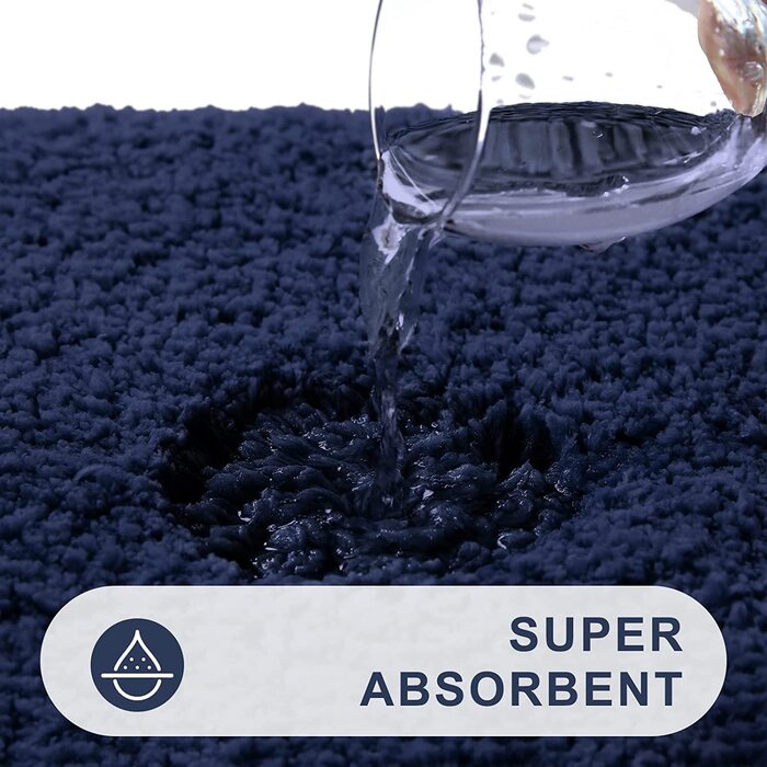 Набір килимків для ванної кімнати Homaxy, 2 шт. - нековзний, м'який, з високим ворсом, мікрофібра, 60 x 120 см, темно-синій