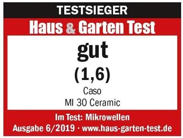 Мікрохвильова піч CASO MI 30 Ceramic Inverter, 30 л, 1000 Вт, нержавіюча сталь, срібляста - Переможець тесту Haus & Garten