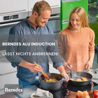 Алюмінієва індукційна сковорода-ВОК Bernde для всіх типів духовок і індукційних печей, з антипригарним покриттям, в тому числі з підігрівом. Скляна кришка, антипригарний посуд, алюміній, 6,4 літра, Чорний (30 см)