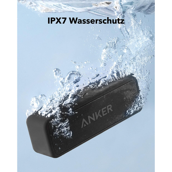 Портативна Bluetooth колонка Anker SoundCore 2 - потужний звук, глибокий бас, 24 години роботи, водонепроникність IPX7, для iPhone, Galaxy та інших пристроїв (Чорний)