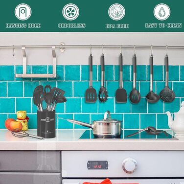 Набір кухонних аксесуарів Umite Chef: 43 предмети з нержавіючої сталі, силікон, антипригарне покриття, термостійкий