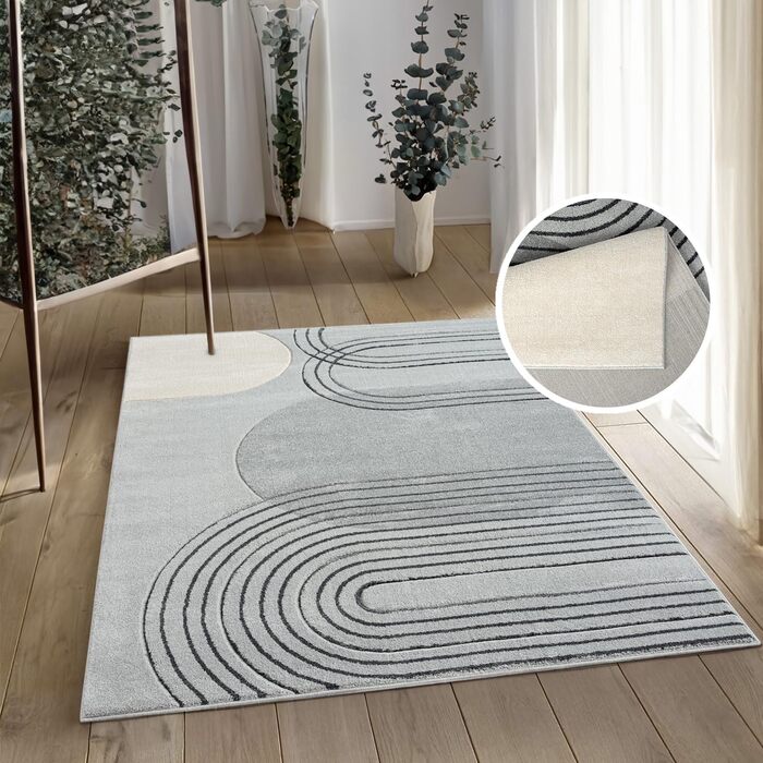 Короткий ворс - 80x150см - килим для вітальні бохо геометричний сучасний скандинавський килим для вітальні спальня (120 x 170 см, сірий)