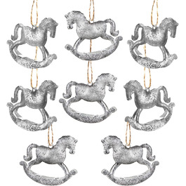 Журнал видавництва 8 різдвяних підвісок для ялинки конячки-качалки металеві декоративні Різдвяні підвіски 6 см кінь (срібло)