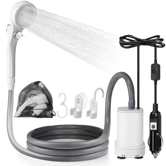Портативна кемпінгова душ AUTOPkio 12V/24V з насосом для відпочинку на природі, авто, кемпінгу та миття тварин