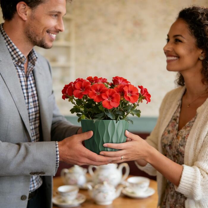 Набір горщиків для квітів 20 см, 5 шт. - пластикові горщики з піддонами та дренажними отворами, 3D-фактура, для монстери, герані та кімнатних рослин, (різні кольори, Ø 15 см, 5 шт.)