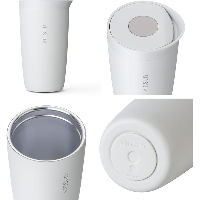 Термокружка VINSUN 350 мл з нержавіючої сталі, подвійні стінки, Quick Press, для кави та інших напоїв