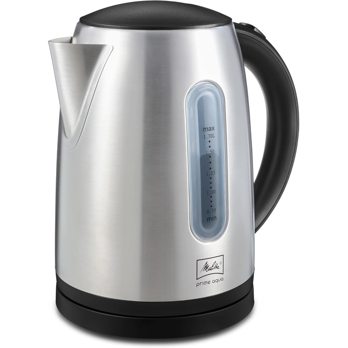 Чайник MELITTA Prime Aqua, нержавіюча сталь, 1,7 л, 2200 Вт, фільтр від накипу, LED, 1018-02 Одинарний