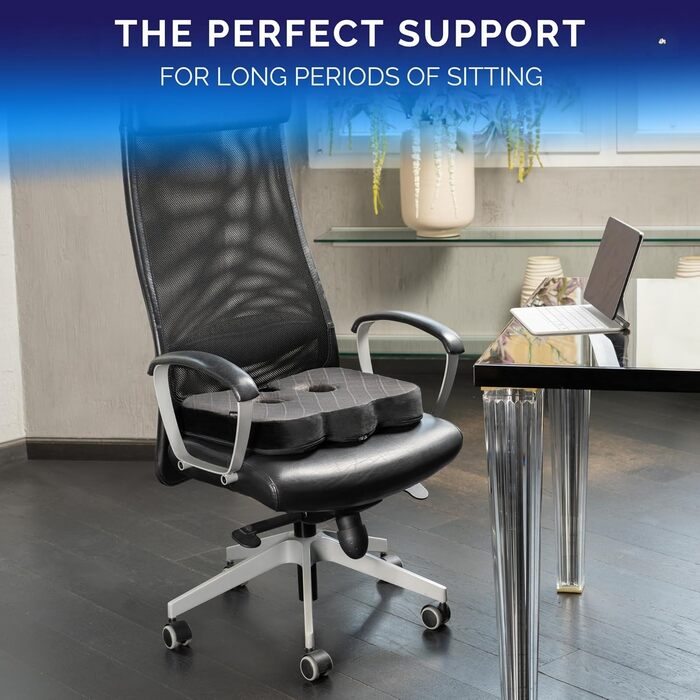 Ортопедична подушка для сидіння: офіс, авто та ін. З Memory Foam, для полегшення навантаження на куприк та сідничні кістки (Soft, 45-70 кг)