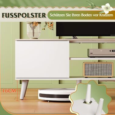 Тумба під телевізор WLIVE 160x40x47 см біла з двома дверцятами та відкритими полицями для вітальні, спальні, їдальні