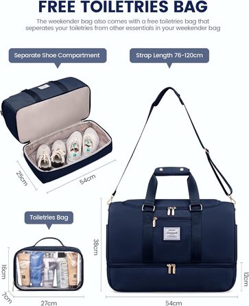 Спортивна сумка LOVEVOOK: дорожня/пляжна сумка, weekender, з кишенями для взуття та мокрого одягу, водонепроникна, для подорожей, відпочинку, спорту, зелена (L, синя)