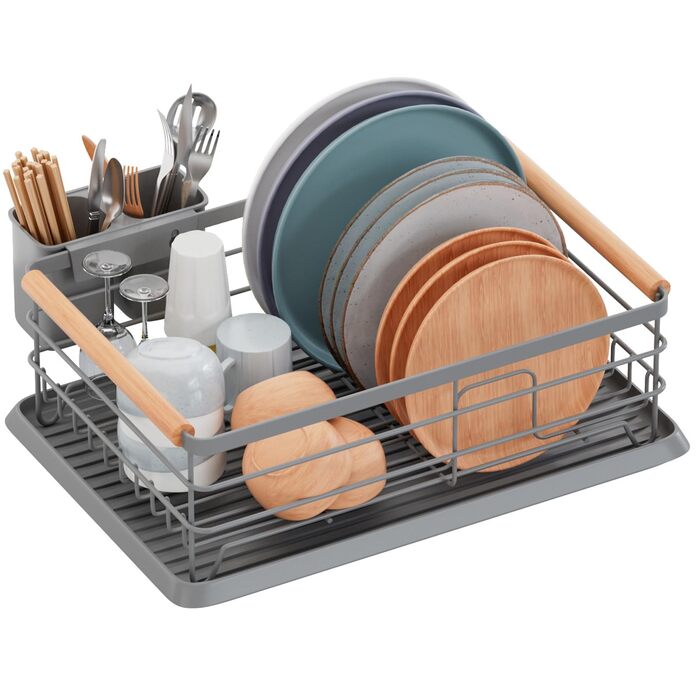 Сушарка для посуду BRIAN & DANY з піддоном, 42x30x15 см, сіра