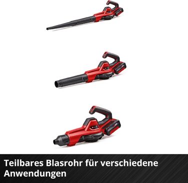 Einhell GE-UB 18/250 Li E-Solo: Акумуляторний повітродув Power X-Change (18 В, 250 км/год, 3 насадки, регулювання швидкості, без акумулятора + акумулятор 4.0Ah та зарядний пристрій)