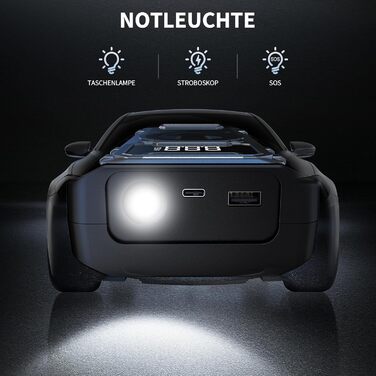 Powerbank-пусковий пристрій Acmount 6000A для авто: 12V, USB, LCD-дисплей (срібний)