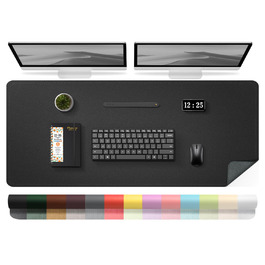 Двостороння шкіряна підкладка на стіл 120x60 см, водонепроникний захисний килимок для робочого столу з замшею (Чорний)