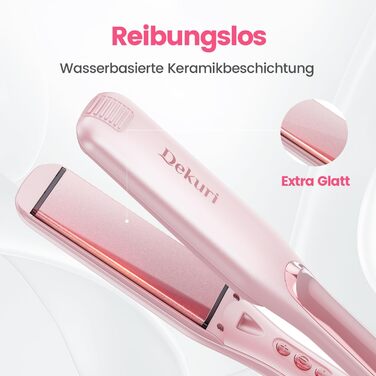 Випрямляч для волосся 2-в-1 Dekuri: випрямлення та завивання, титанова пластина, швидкий нагрів 30с, LED дисплей, іонізація, 120-230°C, чорний/рожевий
