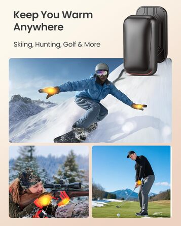 Електричні грілки для рук Gaiatop 2 шт. з магнітом, 4000mAh, USB, багаторазові, швидкий нагрів за 3 секунди, 3 режими, компактні, ідеальні для подарунків чоловікам та жінкам, чорні