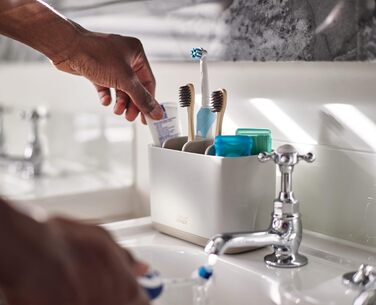 Набір для ванної кімнати Joseph Joseph Bathroom Beauties: миска, тримач для зубних щіток та дозатор мила, нержавіюча сталь, бежевий