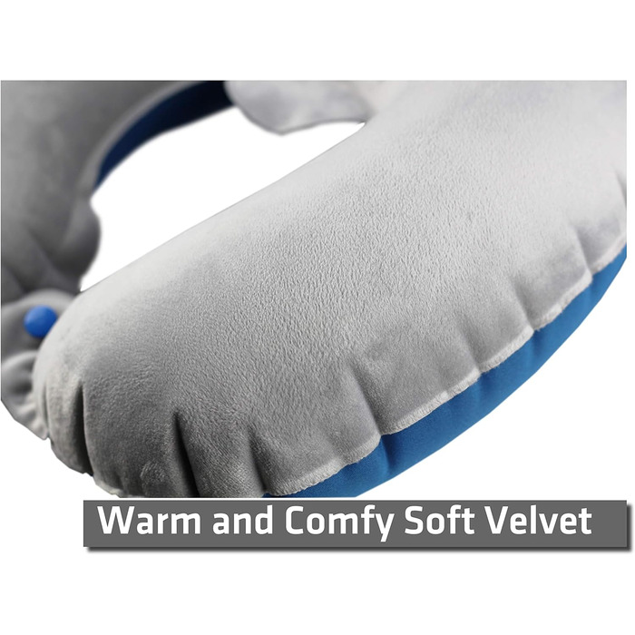 Подушка для подорожей TREKOLOGY надувна, блакитна: для шиї та голови в літаку та під час подорожей