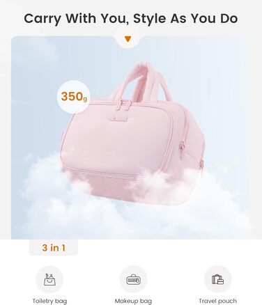 Сумка для косметики OVEVOOK для жінок, велика, з водонепроникним відділенням, рожева (L, блакитна)