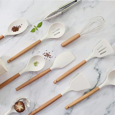 Набір кухонних аксесуарів з силікону, 28 предметів: лопатки, шпателі, мішалки та інше. Сумісний з антипригарним посудом.