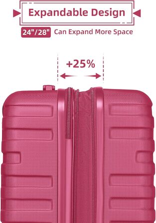 Набір валіз LARVENDER 6 частин з жорсткою обшивкою, легкий ABS, розширюваний, міцний, ручна поклажа, 4 колеса, TSA-замок, з 1 сумкою для одягу та 1 косметичкою, білий/коричневий