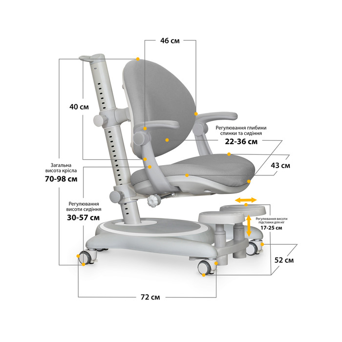 Дитяче крісло Mealux Ortoback Plus Grey (арт.Y-508 G Plus)