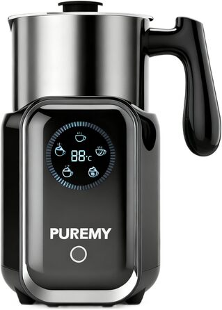 Електричний спінювач молока 5-в-1, 600 мл, з регулюванням температури, для лате, капучино, гарячого та холодного молока (сірий)