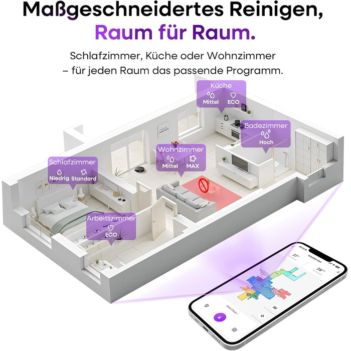 Робот-пилосос MONSGA з функцією миття, 5000Pa, час роботи 180 хв, система захисту від ковтунів, LiDAR навігація, для килимів та шерсті тварин, керування через додаток та пульт (чорний)