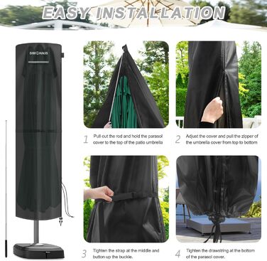 Захисний чохол для парасольки 4м, чохол для парасольки-маркізи, захисний чохол для парасольки до 400 см Ø, чохол для подвійних парасольок, анти-UV, Oxford Fabric, 280x70/70 см